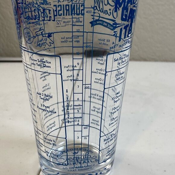Good Measure Tequila Cocktail Recipe Glass with Blue Print - 7 Recipes-  16oz - Picture 4 of 7